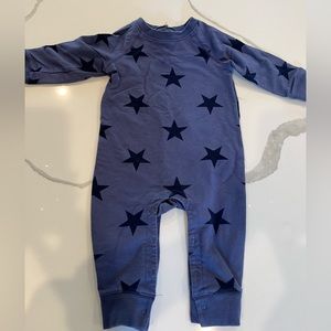 Primary navy stars sweatshirt romper